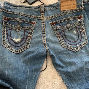 True Religion- Straight- Maroon and Gold stitching